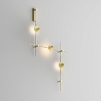 Готовая конструкция настенная прямая 1м х 1м х 1м со светильниками Plato 3 шт. и блоком питания, латунь