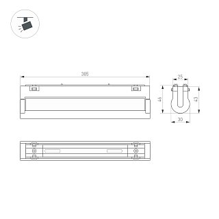 Светильник MAG-VIBE-FLAT-TURN-L305-12W Day4000-MIX (BK, 110 deg, 48V, DALI) (Arlight, IP20 Металл, 5 лет)
