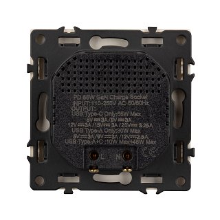 Механизм розетки с быстрой USB зарядкой SCT-NOBE-MUAC-SFPL-FC-GD (65W, QC3) (Arlight, -)