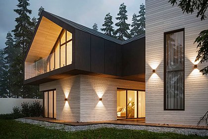 Световой узор на фасаде экоотеля