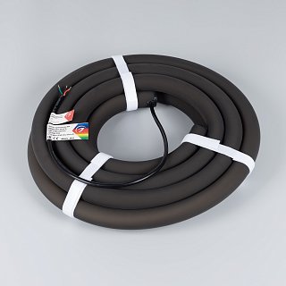 Лента герметичная SPI MOONLIGHT-BLACK-SIDE-G180-D25mm 12V RGB-PX2 (21.6 W/m, IP65, 5m, wire x1) (Arlight, Вывод боковой, 3 года)