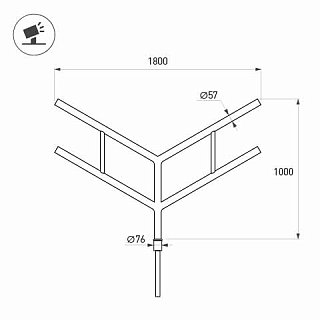 Кронштейн OXOR-SY4-1800x76-L1000 BLACK (Arlight, Сталь)