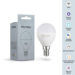 Светодиодная лампа Wi-Fi Globe E14 5W 2700K-6500K MIX DIM 180°