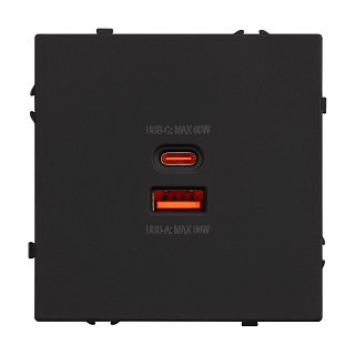 Механизм розетки с быстрой USB зарядкой SCT-NOBE-MUAC-SFPL-FC-BK (65W, QC3) (Arlight, -)