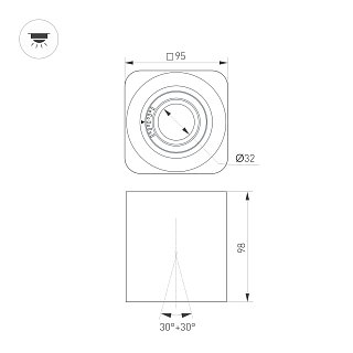 Светильник SP-ACENTO-S95x95-10W Warm3000 (BK, 20-45 deg, 230V) (Arlight, IP20 Металл, 5 лет)