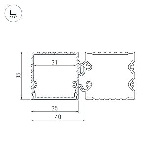 Профиль с экраном ALU-BASE-PW35S-2000 ANOD+FROST AG (Arlight, Металл)