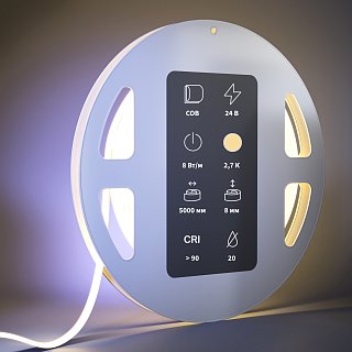 Светодиодная лента Ultra 24В COB 8Вт/м 2700К 5м IP 20 201070