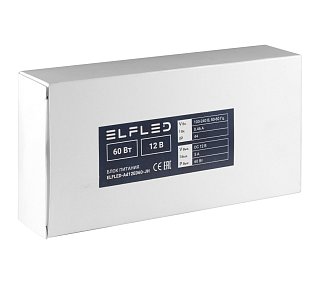 Адаптер сетевой ELFLED 12В, 5A, 60W (черный корпус) с проводом, со штекером 5,5мм