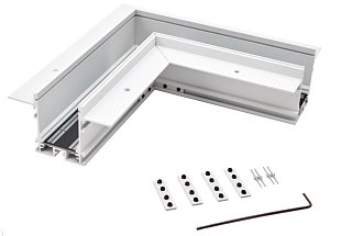 Коннектор угловой потолочный встраиваемый SY Белый Муар , Серебро, SY-601901-RC-CN-1-WHMR-PCB