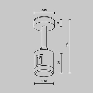 Крепление потолочное Short 78мм с прямым коннектором питания Flarity черный