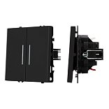 Механизм звонкового выключателя двухклавишный LED SWT-NOBE-MKR2-SFPL-L-BK (230V, 10A) (Arlight, Черный оникс)