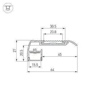 Профиль STAIR-W65-2000 ANOD BLACK (Arlight, Алюминий)