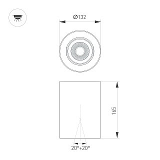 Светильник SP-FOCUS-R132-24W Warm3000 (WH, 50 deg, 230V) (Arlight, IP54 Металл, 5 лет)