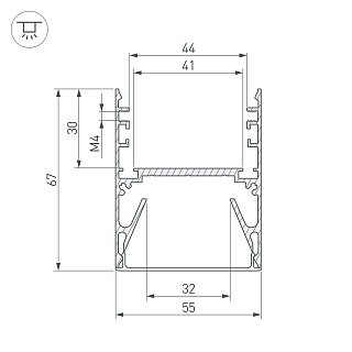 Профиль с экраном ALU-LINE-DUO-2000 ANOD+OPAL (Arlight, Алюминий)