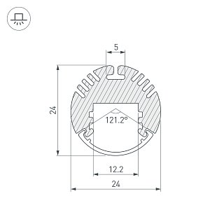 Профиль с экраном ALU-ROUND-2000 ANOD+FROST (Arlight, Алюминий)
