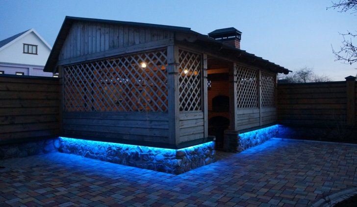 Уличная подсветка герметичной RGB лентой Arlight