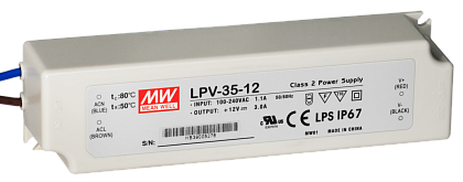 Блок питания Mean Well, герметичный, LPV-35-12, в пластиковом корпусе