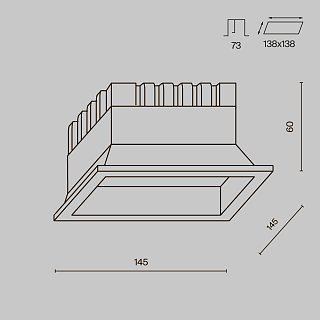 Встраиваемый светильник Okno 3000-4000-6000K 18W 100° IP 44