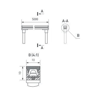Грейзер THOR-TOP-B70-10x10mm 24V Warm1900 (15 W/m, IP67, 5m, wire x2) (Arlight, Вывод вниз, 3 года)