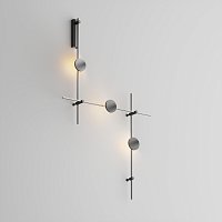 Готовая конструкция настенная прямая 1м х 1м х 1м со светильниками Plato 3 шт. и блоком питания, черный