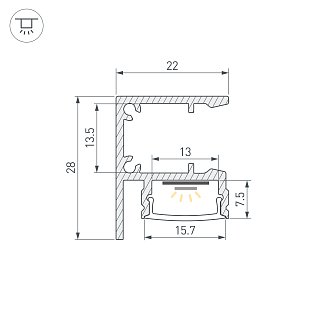 Профиль WALL-2228-2000 ANOD BLACK (Arlight, Алюминий)