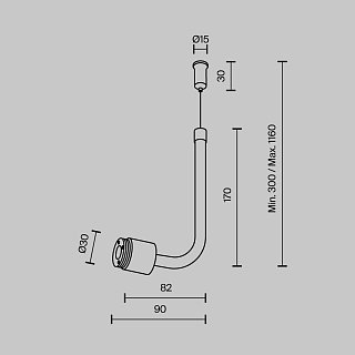 Заглушка для подвесного монтажа системы Shelf без ввода питания с тросом