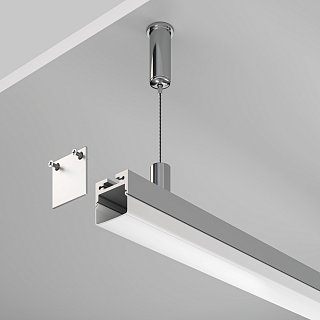 Алюминиевый профиль накладной-подвесной 20×20 (Серебро, 2 м), ALM-2020B-S-2M