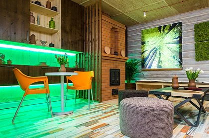 «Зелёная» гостиная в загородном доме