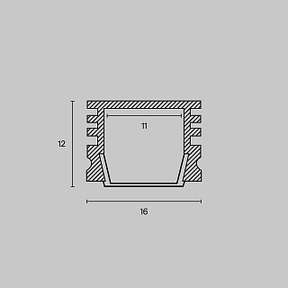 Алюминиевый профиль накладной 16×12 (Серебро, 2 м), ALM005S-2M
