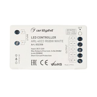 Контроллер ARL-4022-RGBW White (5-24V, 4x4A, ПДУ 24кн, RF) (Arlight, IP20 Пластик, 3 года)