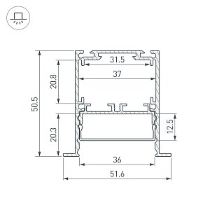 Профиль SL-LINIA52-3L-F-2000 ANOD (Arlight, Алюминий)