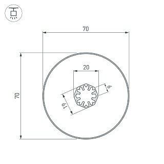 Профиль SL-ROUND-D70-360deg-2000 ANOD (Arlight, Алюминий)
