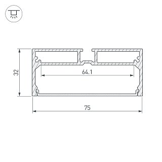 Профиль с экраном SL-LINE-7532-2000 ANOD (Arlight, Алюминий)