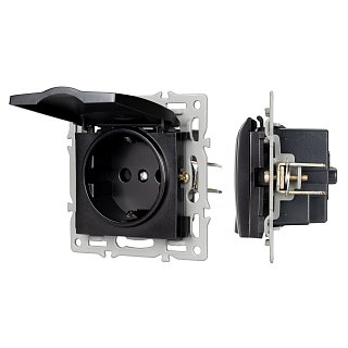 Механизм розетки влагозащищённый SCT-MCP-PL-BK (250V, 16A) (Arlight, -)