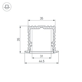 Профиль с экраном ALU-POWER-W35-2000-F ANOD+FROST (Arlight, Алюминий)