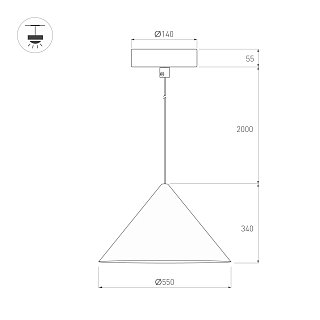 Светильник SP-MAKOTO-R550-14W Warm3000 (BK, 36 deg, 230V, TRIAC) (Arlight, IP20 Металл, 3 года)