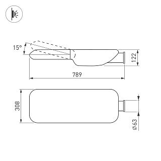 Светильник OXOR-LUMI-789х308-150W Day5000 (GR, 144x80 deg, 230V) IP66 (Arlight, -)