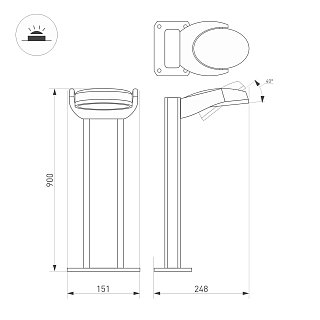 Светильник LGD-EYE-BOLL-H900-6W Warm3000 (GR, 117 deg, 230V) (Arlight, IP54 Металл, 3 года)