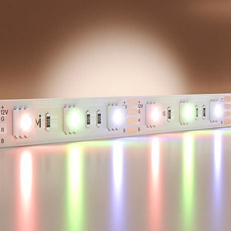 Светодиодная лента Базовая 12В 5050 14,4Вт/м Цветная (RGB) 5м IP 20 201195