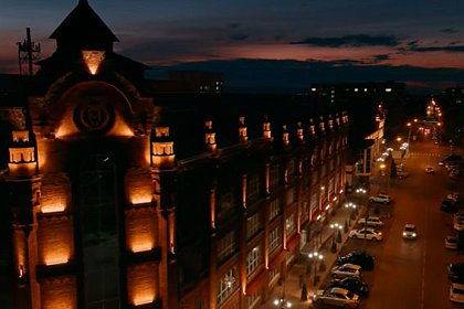 Освещение фасада пивоваренного завода в г. Майкоп