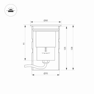 Светильник ART-GROUND-ZOOM-R80-8W Warm3000 (SL, 15-50 deg, 24V) (Arlight, IP67 Металл, 3 года)