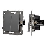 Механизм выключателя двухклавишный самовозвратный SWT-MKR2-PL-GR-V (250V, 10A) (Arlight, -)