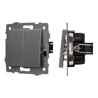 Механизм выключателя двухклавишный самовозвратный SWT-MKR2-PL-GR-V (250V, 10A) (Arlight, -)