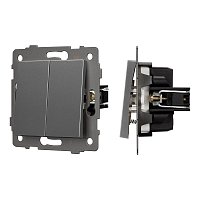 Механизм выключателя двухклавишный самовозвратный SWT-MKR2-PL-GR-V (250V, 10A) (Arlight, -)