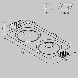 Встраиваемый светильник Gyps Modern GU10 х2 10 Вт