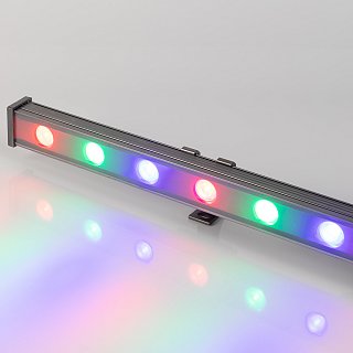 Светодиодный прожектор AR-LINE-1000S-18W-24V RGB (Grey, 30 deg, DMX512) (Arlight, Закрытый)
