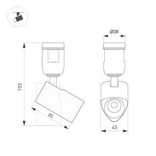 Светильник ART-APRIORI-SPOT-TURN-R45-8W Day4000 (GD, 36 deg, 48V) (Arlight, IP20 Металл, 3 года)