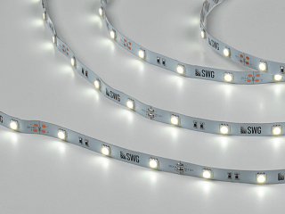 Светодиодная лента 5050, 30 LED/м, 7,2 Вт/м, 12В , IP20, Цвет: Холодный белый, SWG530-12-7.2-W-M