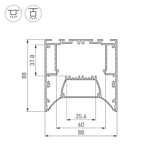 Профиль ARH-POWER-W88-COMFORT-2000 ANOD (Arlight, Алюминий)