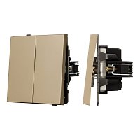 Механизм выключателя двухклавишный проходной SWT-TENDO-MKP2-SFPL-GD (230V, 10A) (Arlight, -)